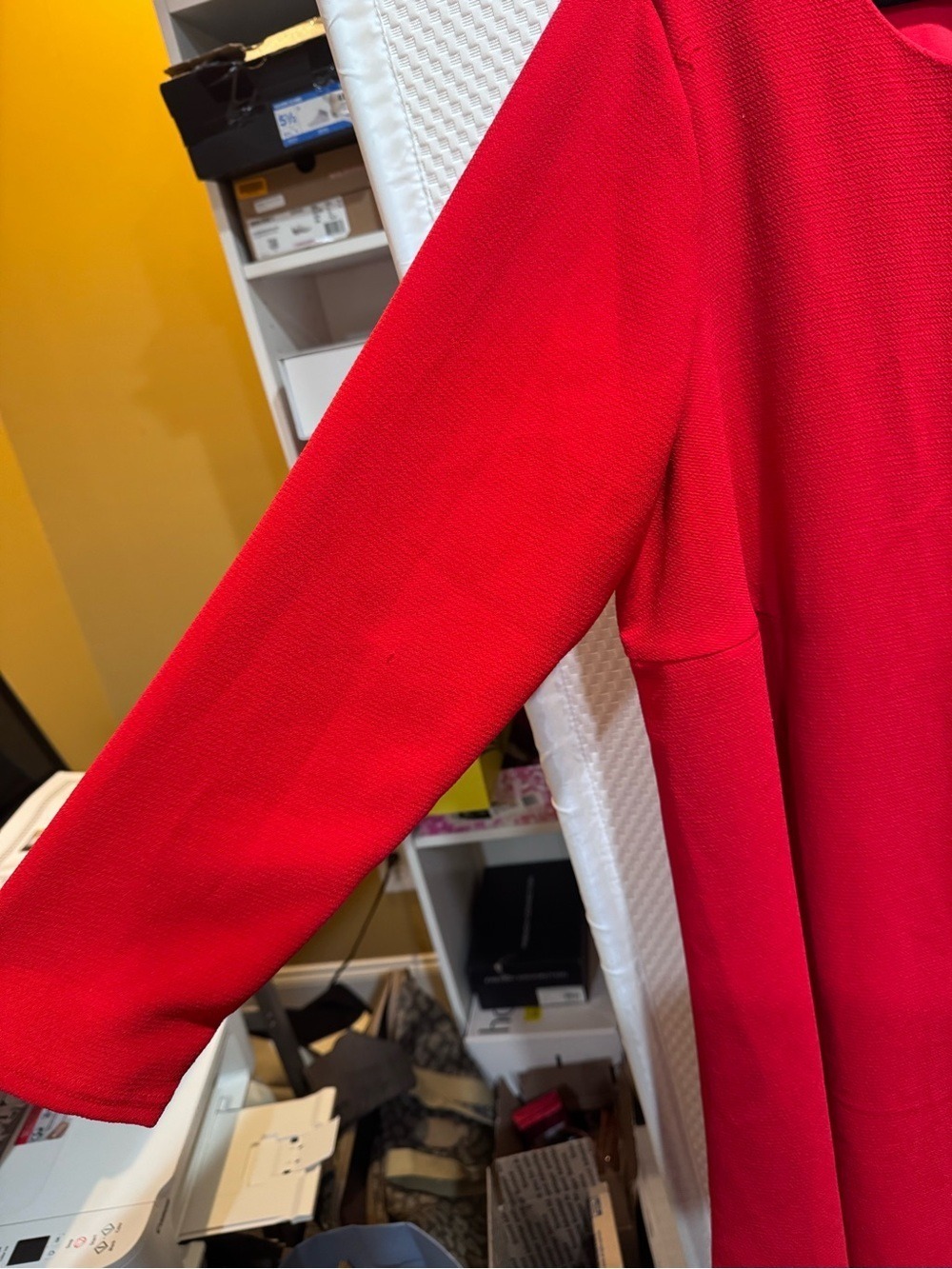 Avenue Bright Red Scoop Neck Long Sleeve Dress - Picture 5 of 6